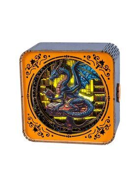 3D Wooden Puzzles Night Light Library's Dragon DIY Wooden Puzzles